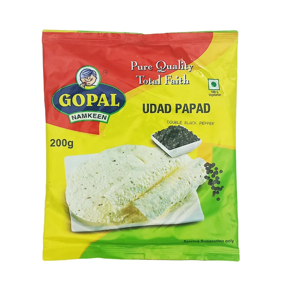 Udad Papad Double Black Pepper Papadum Gopal 200g