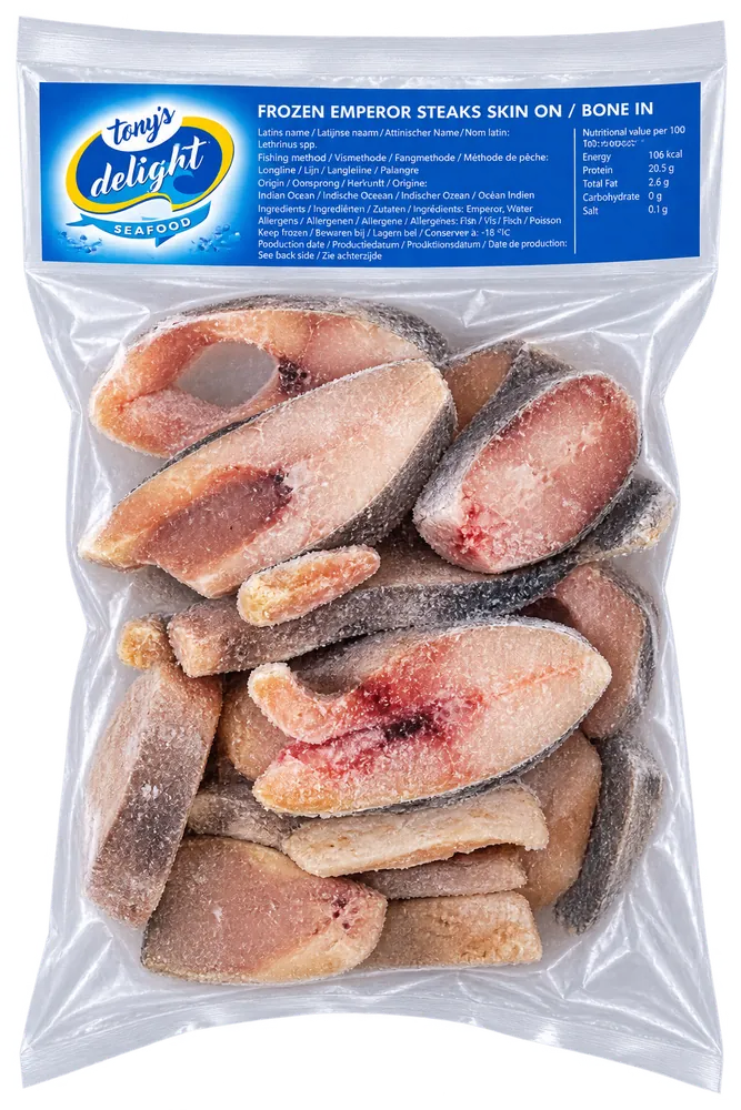 Mrożone steki z ryby Emperor ze skórą i ością Frozen Emperor Steaks Skin On / Bone In Tony’s Delight Seafood 770g