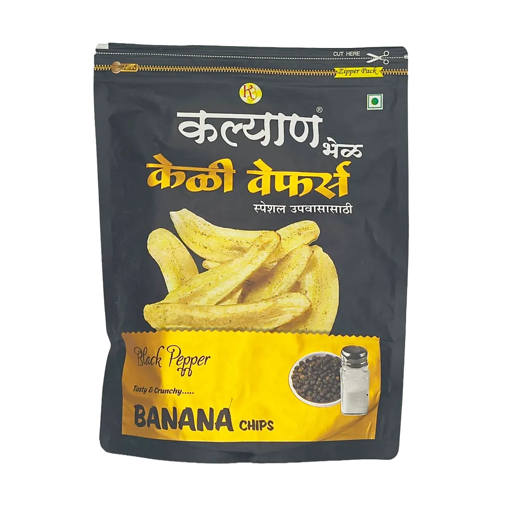 Chipsy bananowe z czarnym pieprzem Banana Chips Black Pepper Kalyan Bhel 200g