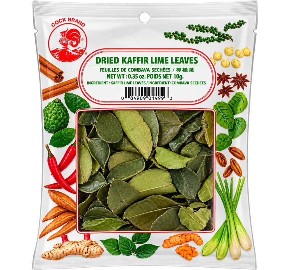 Suszone liście limonki kaffir Dried Kaffir Lime Leaves Cock Brand 10g