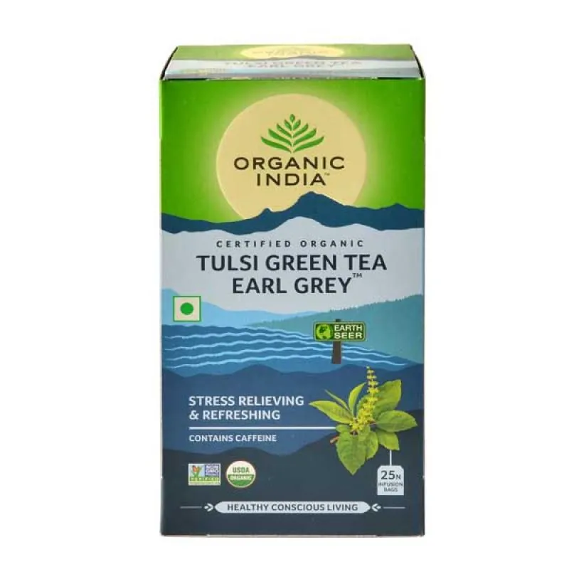 Organic India Tulsi Earl Grey Green Tea 25 Bags