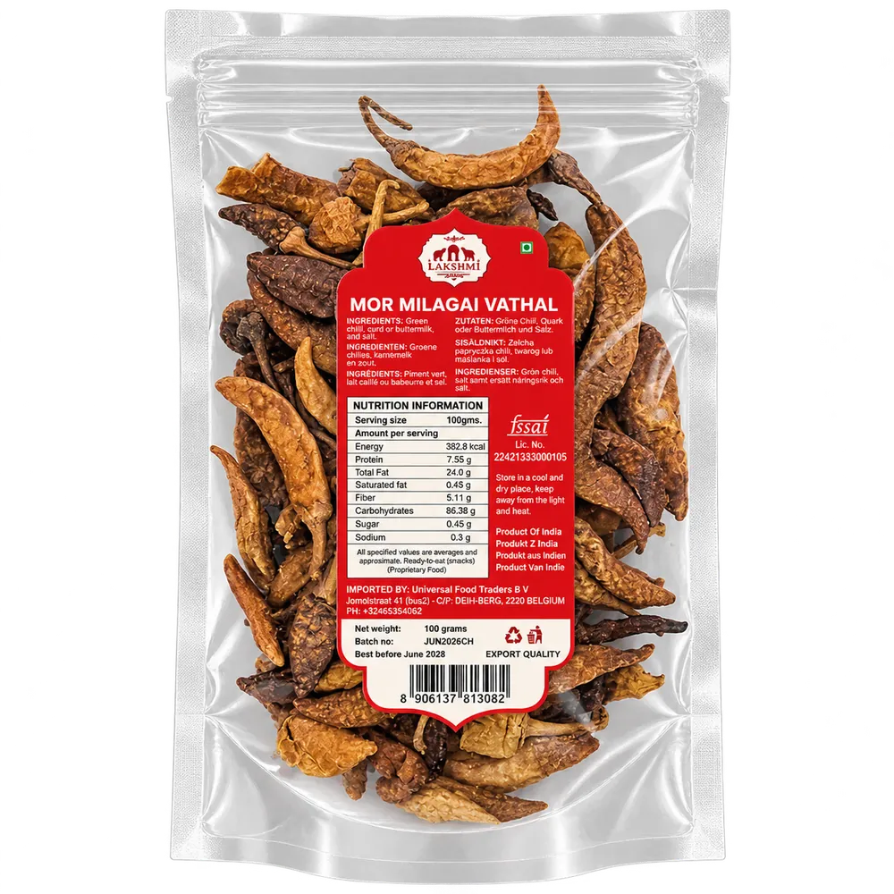 Suszone papryczki chili w maślance Mor Milagai Vathal Lakshmi 100g