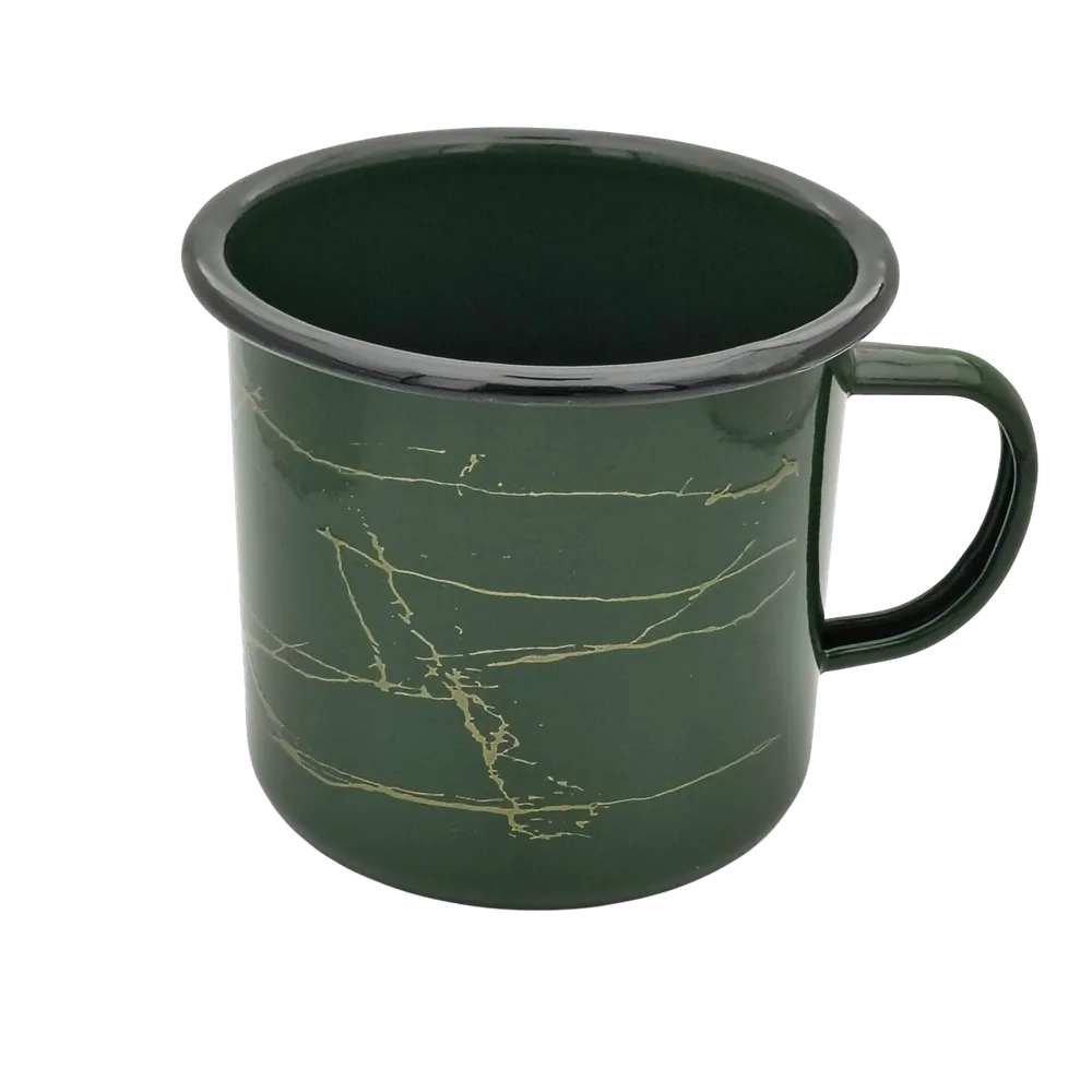Zielony kubek emaliowany z uchem Enamel Mug Sunlight 0,5L