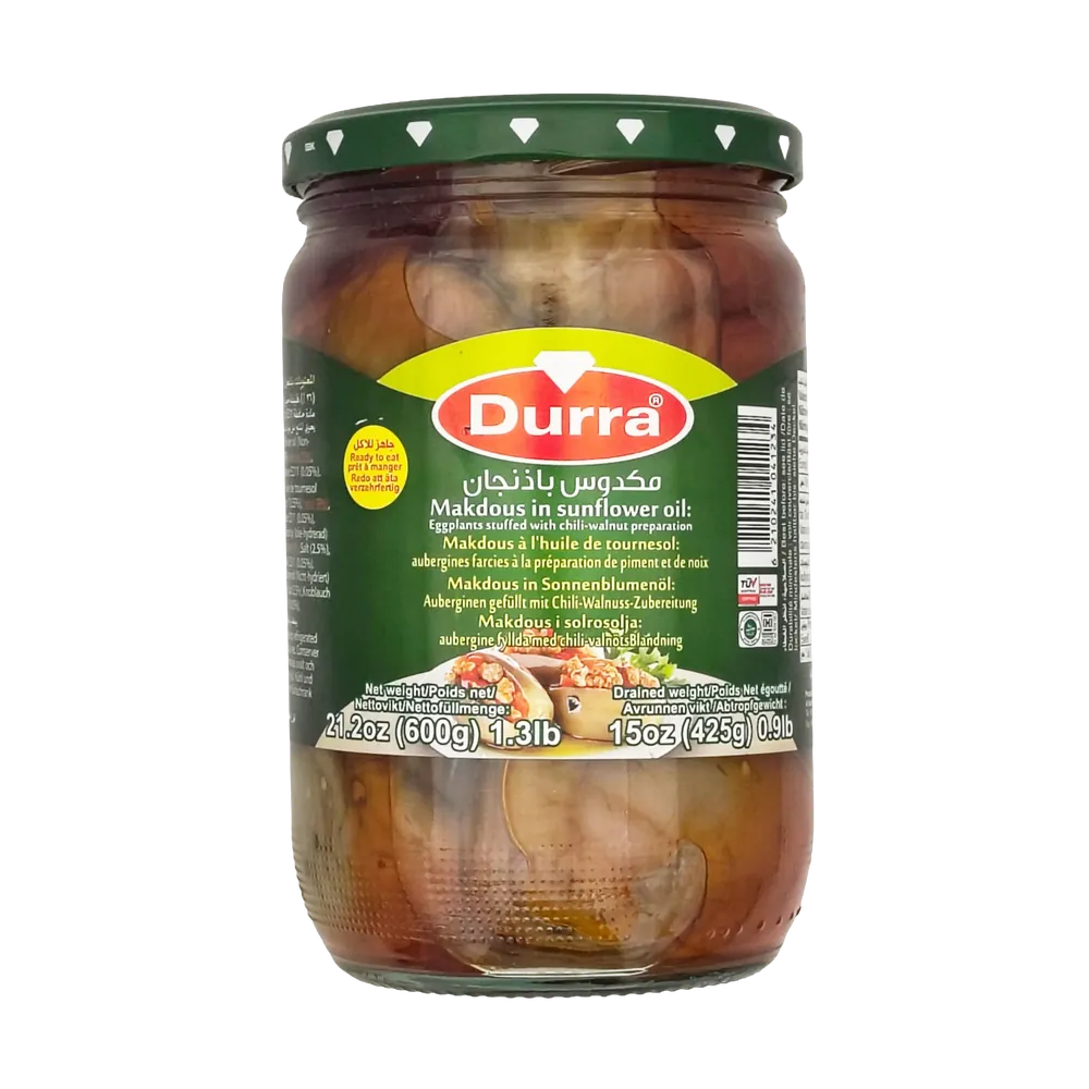 Marynowane bakłażany nadziewane w oleju słonecznikowym Makdous in Sunflower Oil Durra 425g
