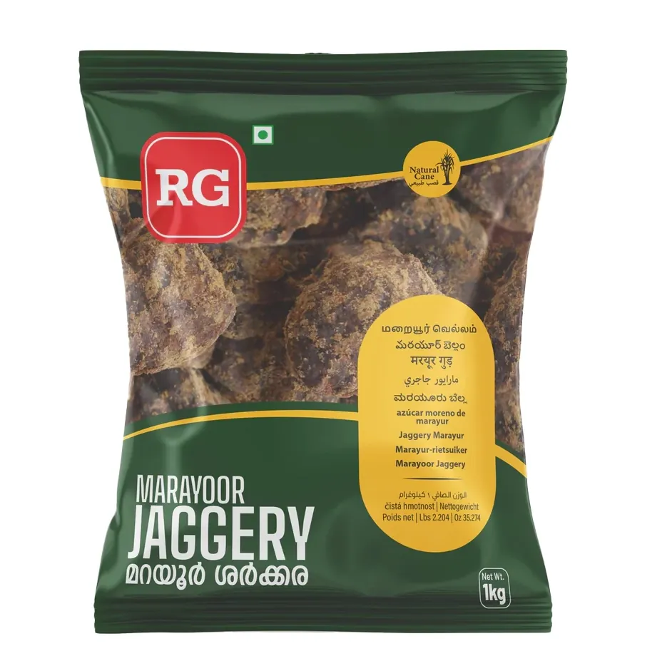 Black cane sugar in a solid block Jaggery Black RG Foods 1kg