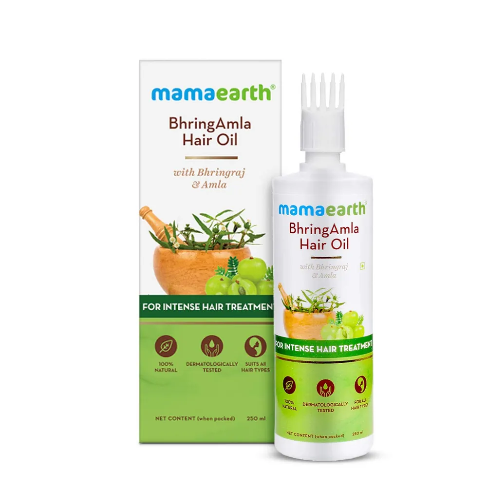 Olejek z bringraj i amla intensywna kuracja włosów BhringAmla Hair Oil Mamaearth 250ml