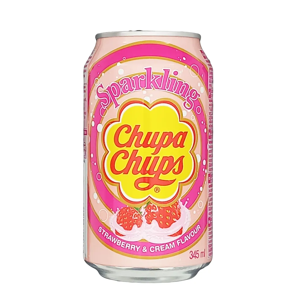 Sparkling Strawberry & Cream Soda Chupa Chups Carbonated Drink 345ml
