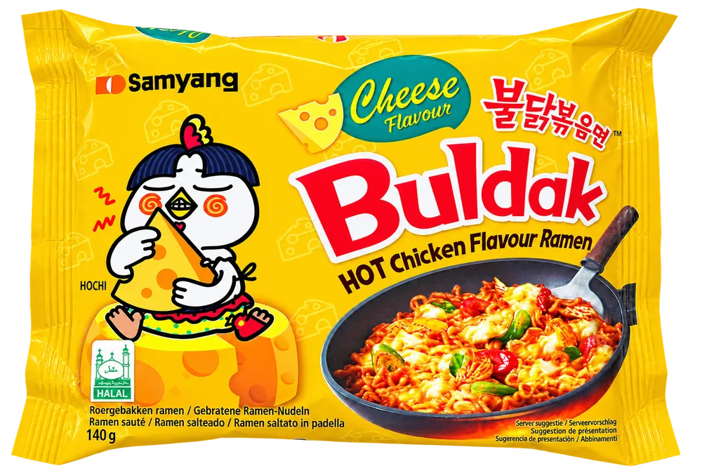 Instant noodles with cheese and chicken flavor Cheese Flavour Hot Chicken Ramen Buldak Samyang 140g