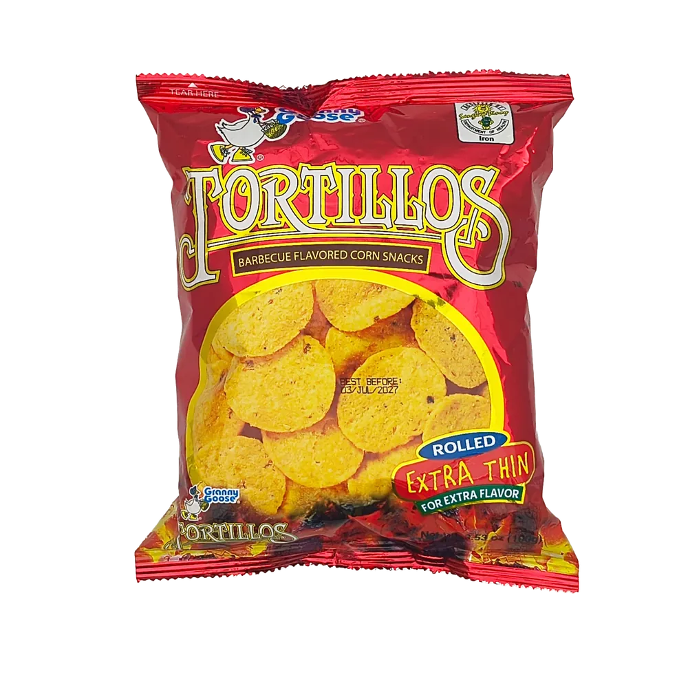 Tortillos Barbecue Flavored Corn Snacks Granny Goose 100g