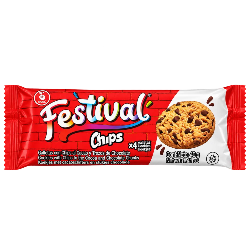 Crunchy cookies with chocolate chips Festival Chips Noel 40g