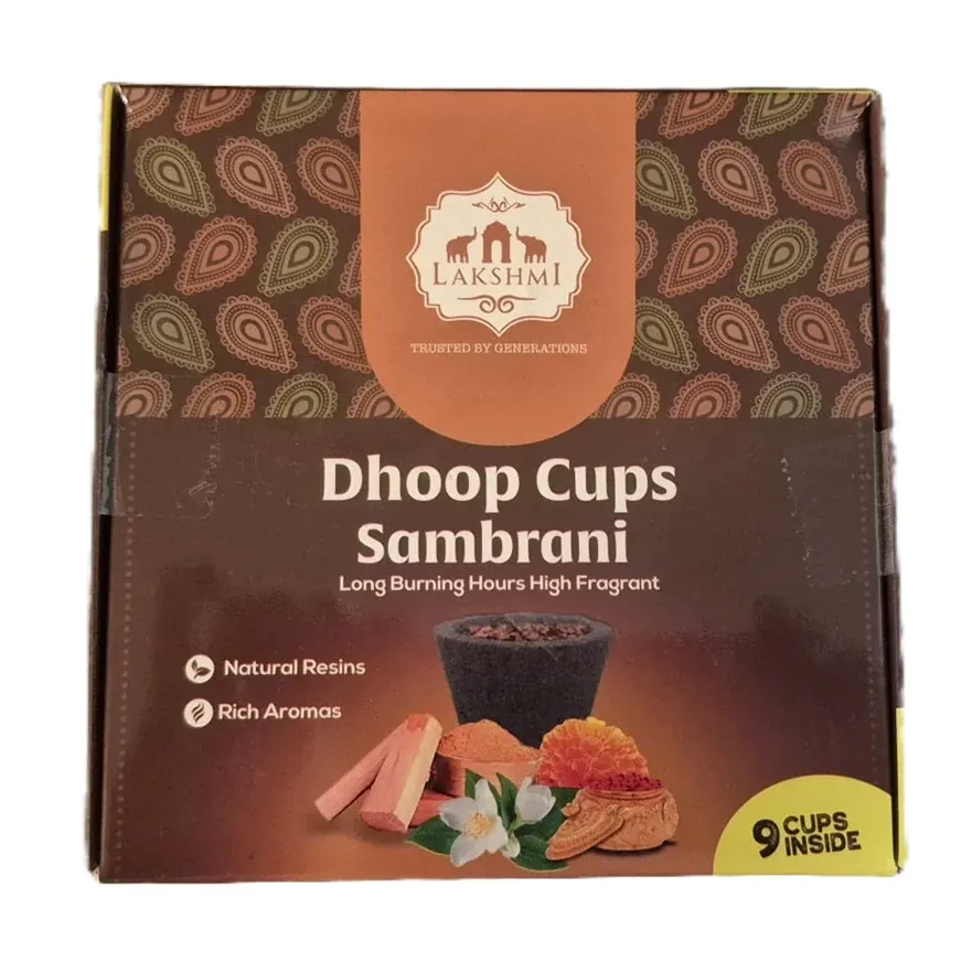 Kadzidła kubki z żywicy benzoesowej Dhoop Cups Sambrani Lakshmi 9szt.