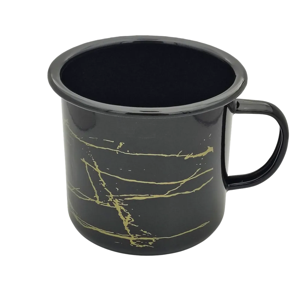 Czarny kubek emaliowany z uchem Enamel Mug Sunlight 0,5L